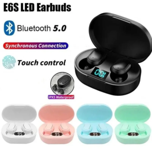 Digital Display Bluetooth Earphones with Mic TWS E6S Wireless Bluetooth Headset Noise Cancelling Headset for Xiaomi Huawei Oppo
